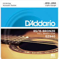 MUTA CHITARRA ACUSTICA  D'ADDARIO 12 CORDE EZ940
