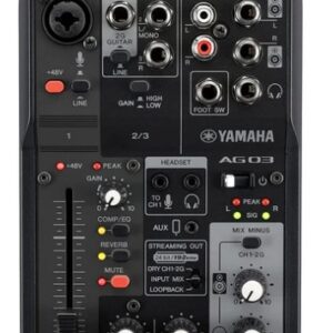 MIXER Yamaha AG03 MK2 B Mixer Live Streaming a 3 Canali con Interfaccia Audio USB Nero