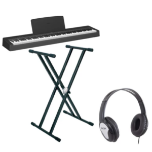 PIANO DIGITALE Yamaha P-145B Pianoforte digitale a 88 tasti pesati Graded Hammer Compact, NeroYamaha P-145B Pianoforte digitale 88T pesati + cuffia  Stand ad X + Cuffia