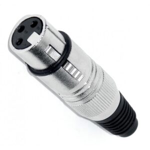 Connettore Volante XLR Femmina in Metallo con Pinza Stringicavo (Guidacavo in Gomma)