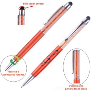 Penna a sfera in cristallo con diamanti e motivo chiave di violino (1 pz di colore assortito, custodia trasparente)