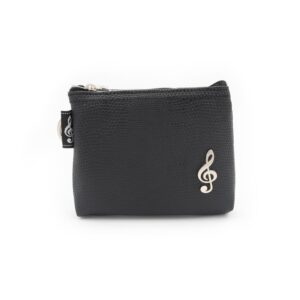 Borsa Portamonete tinta unita con chiave di violino (Colore Nero)