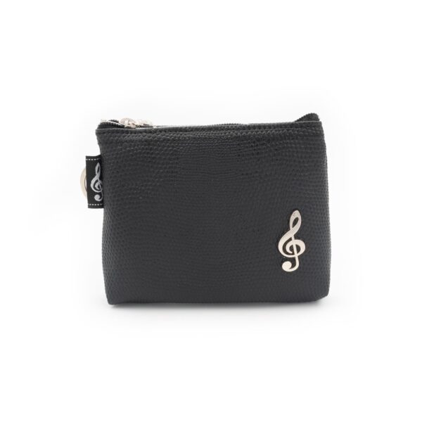 Borsa Portamonete tinta unita con chiave di violino (Colore Nero)